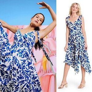 ALEXIS for TARGET Blue Botanical Tie Strap
Asymmetrical Midi Dress - Large